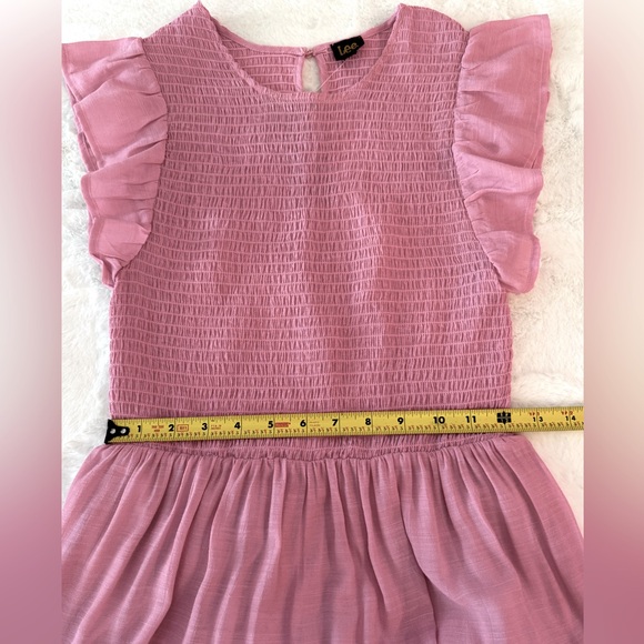 Lee Pink, Super Soft, Lightweight, Smocked Top, Tiered Skirt, Maxi Dress- size M - Picture 11 of 13